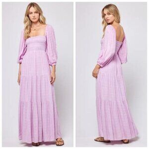 L Space Dakota Tiered Maxi Beach Dress Medium, Lilac
